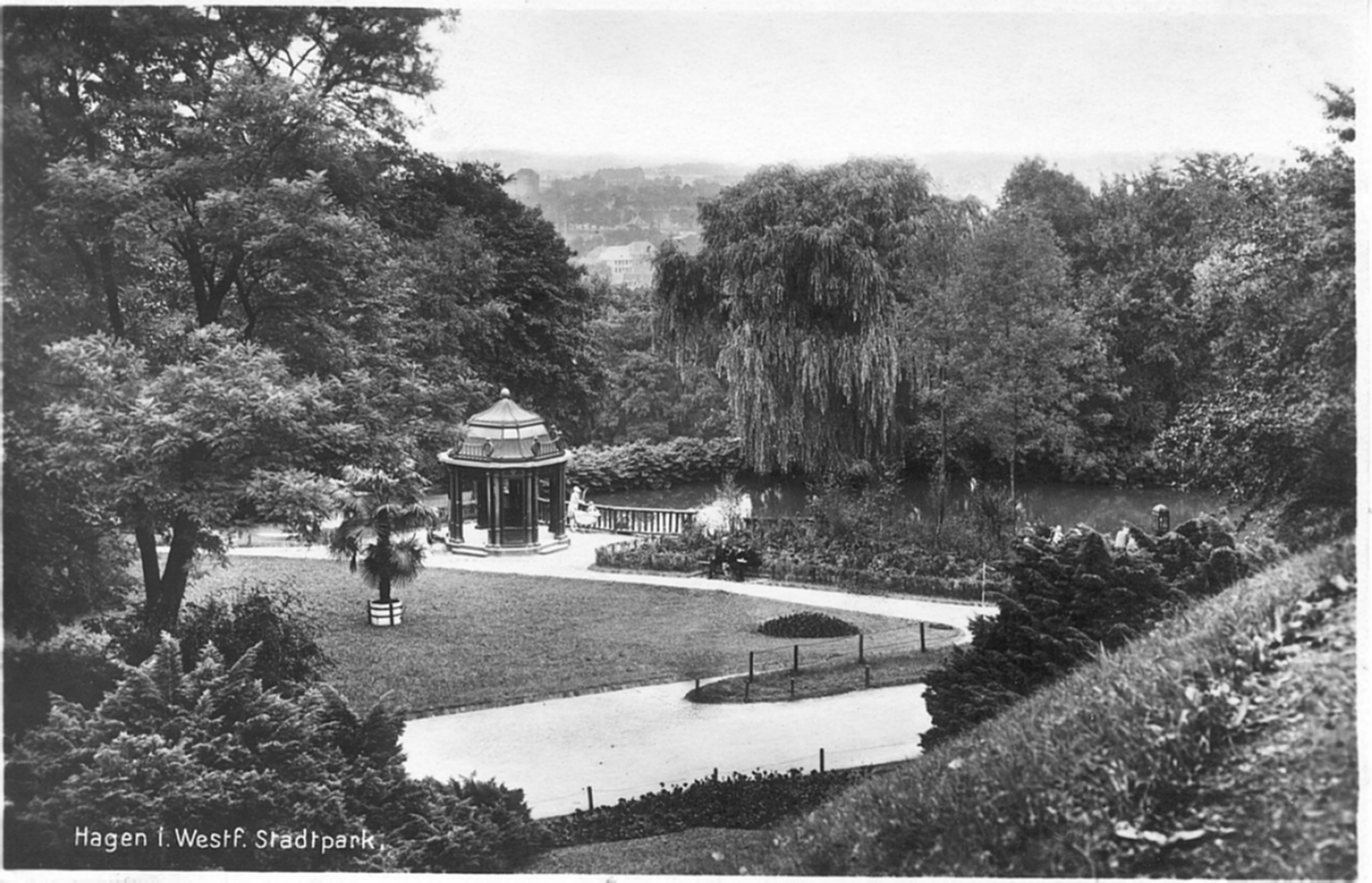 Historische Postkarte des Stadtgartens © Salome Hess, Stadt Hagen Historische Postkarte des Stadtgartens © Salome Hess, Stadt Hagen
