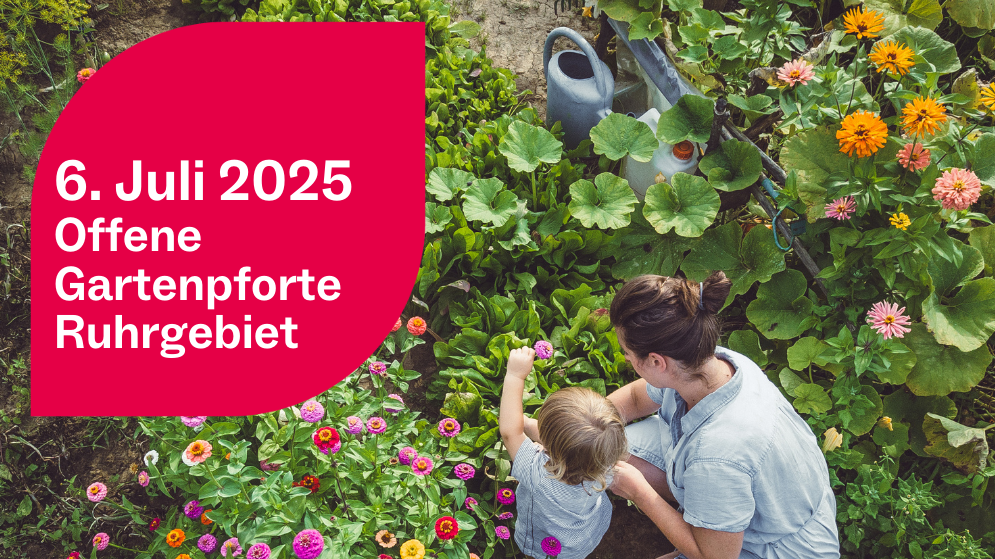 Titelbild Offene Gartenpforte, Frau mit Kind und Label 6. Juli 2025