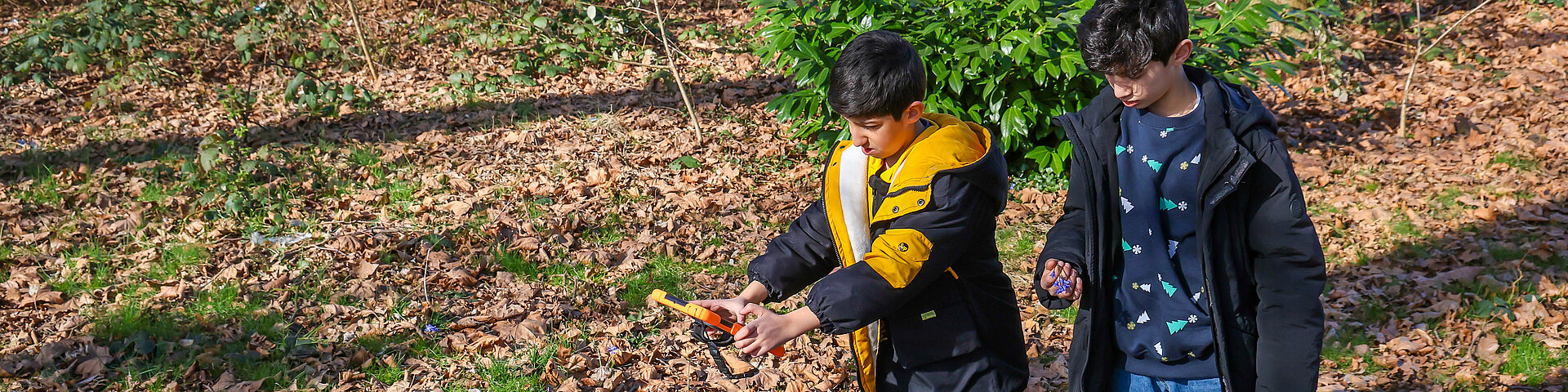 Kinder erkunden einen Park