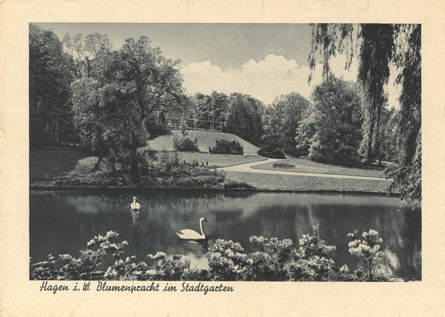 Historische Postkarte des Stadtgartens © Salome Hess, Stadt Hagen Historische Postkarte des Stadtgartens © Salome Hess, Stadt Hagen