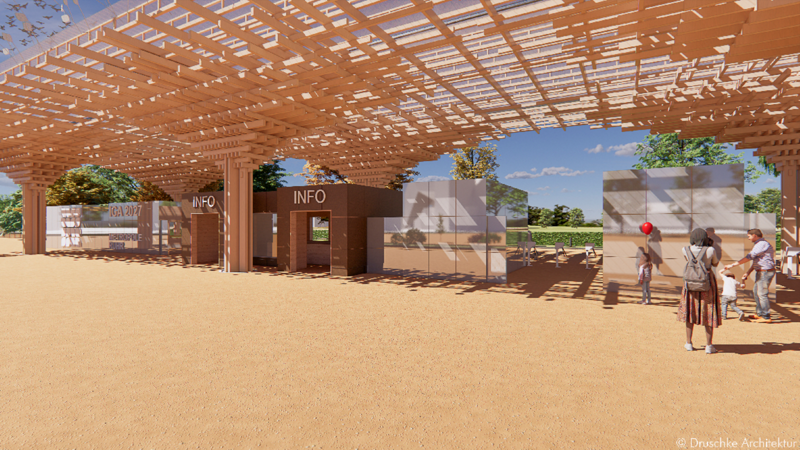 Rendering eines Pavillon aus Holz