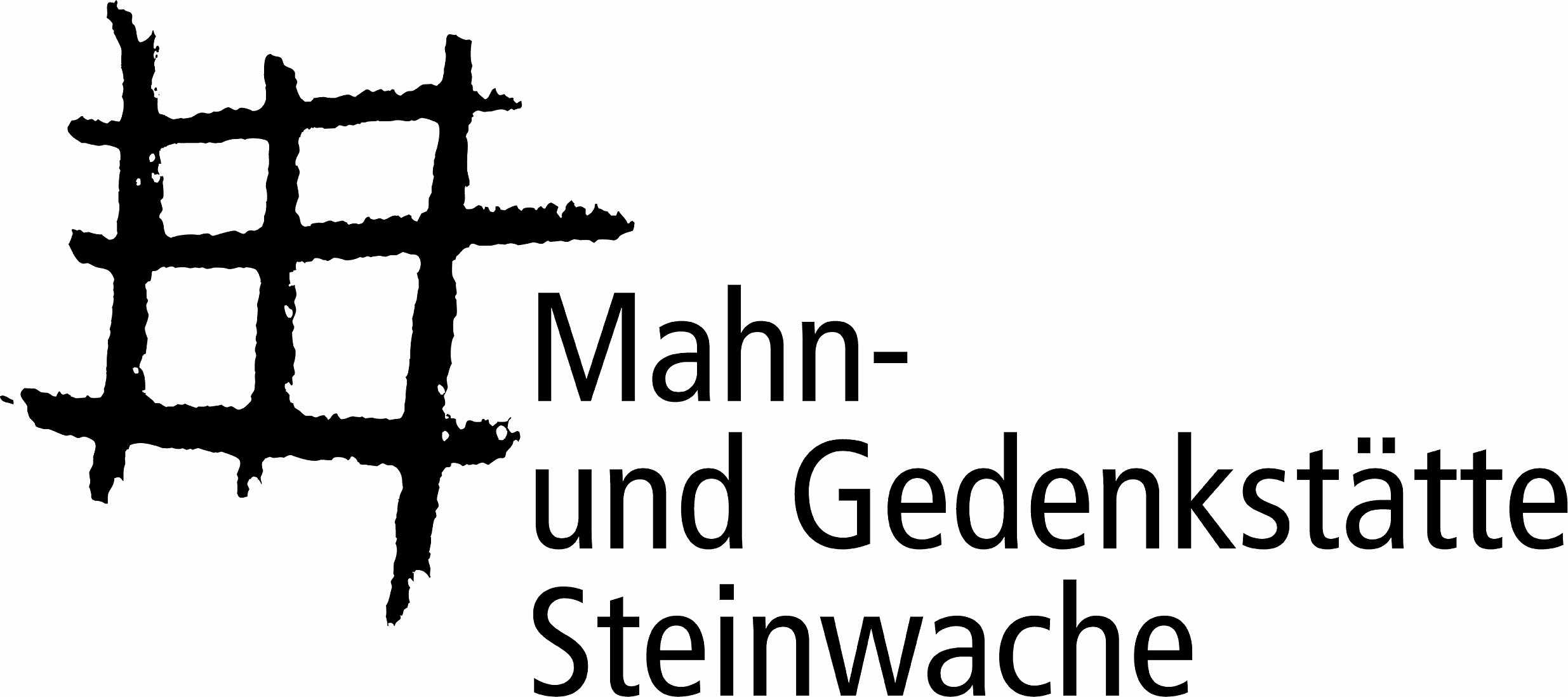 Logo Mahn- und Gedenkstätte Steinwache Stilisiertes Gefängnisgitterfenster mit Schriftzug der Mahn- und Gedenkstätte Steinwache