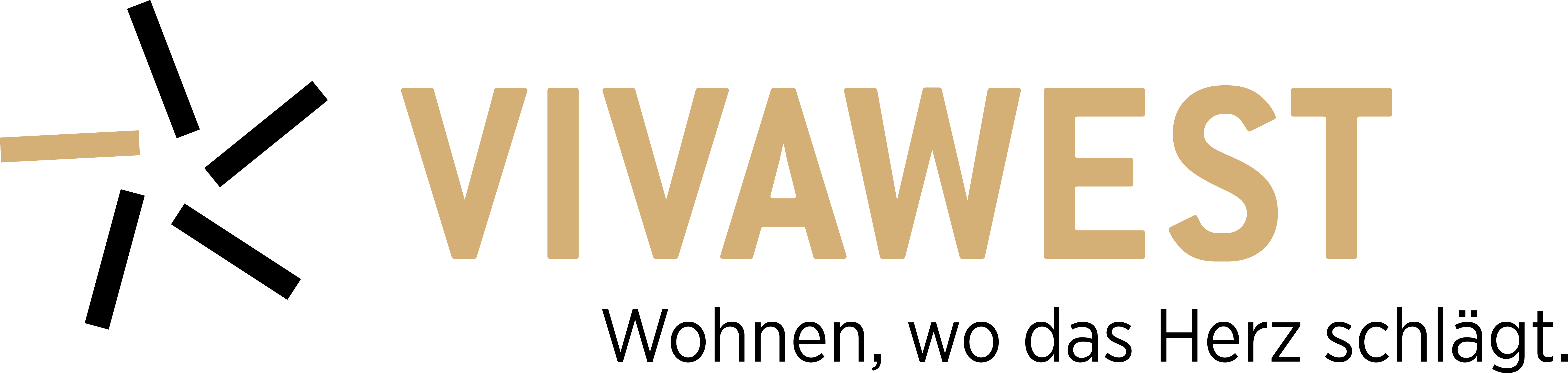Logo VIVAWEST Das Logo zeigt den Schriftzug VIVAWEST mit dem Claim "Wohnen, wo das Herz schlägt."