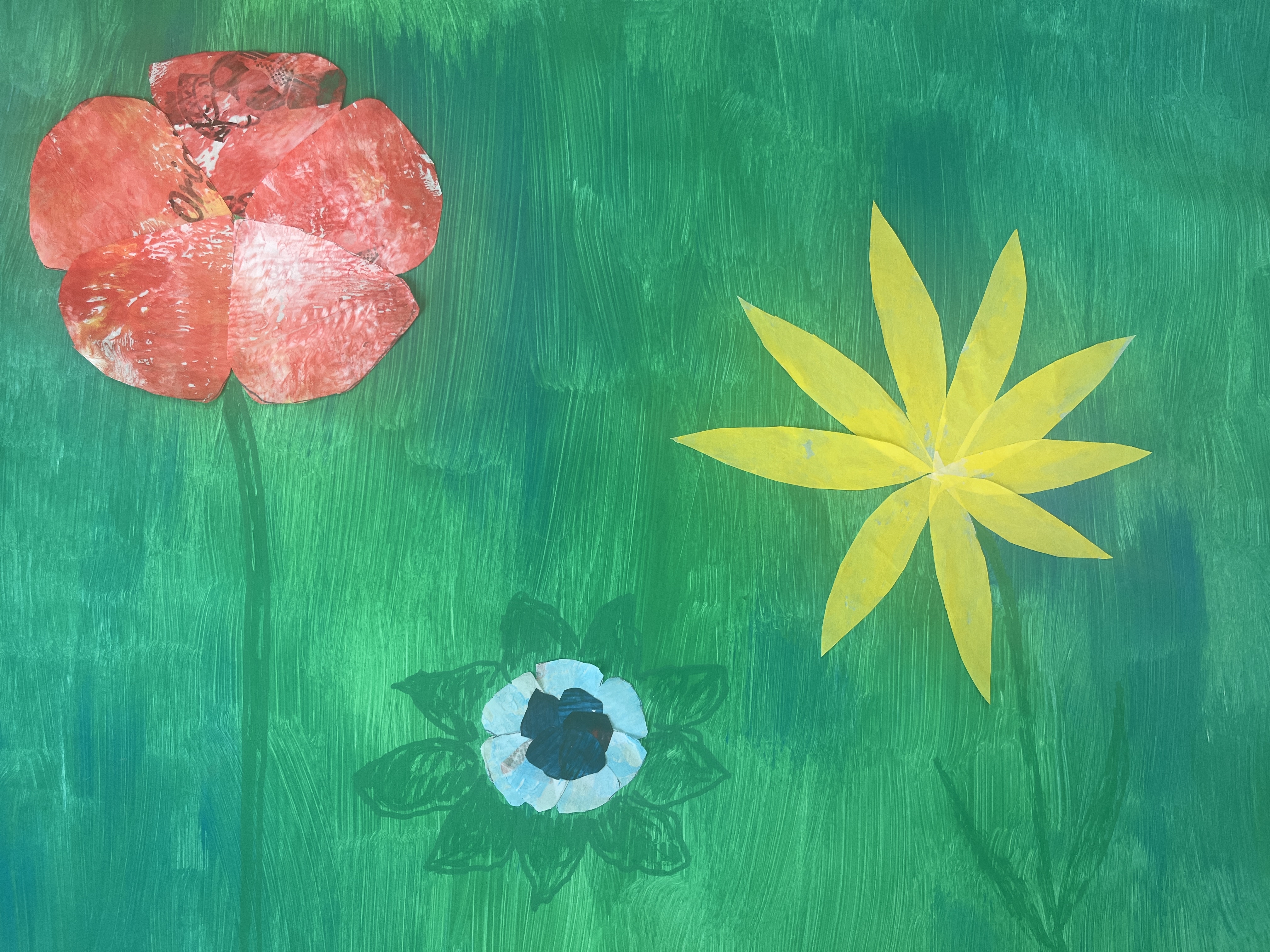 Blumenzauber Verschiedene Blumen auf grünem Hintergrund.