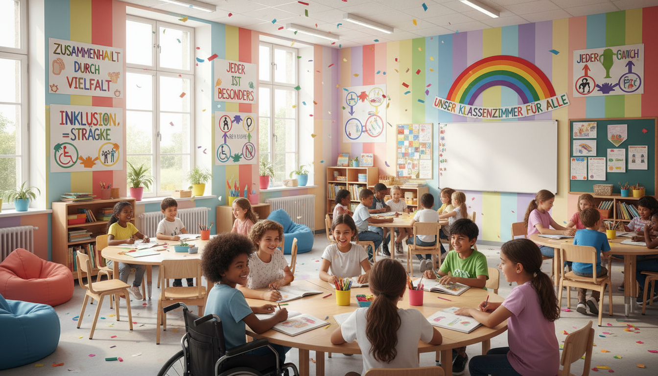 Ein Tag für Inklusion Ein Buntes Klassenzimmer mit Kindern