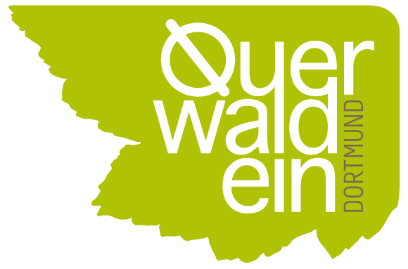 Querwaldein e.V. Grünes Blatt mit weißer Schrift