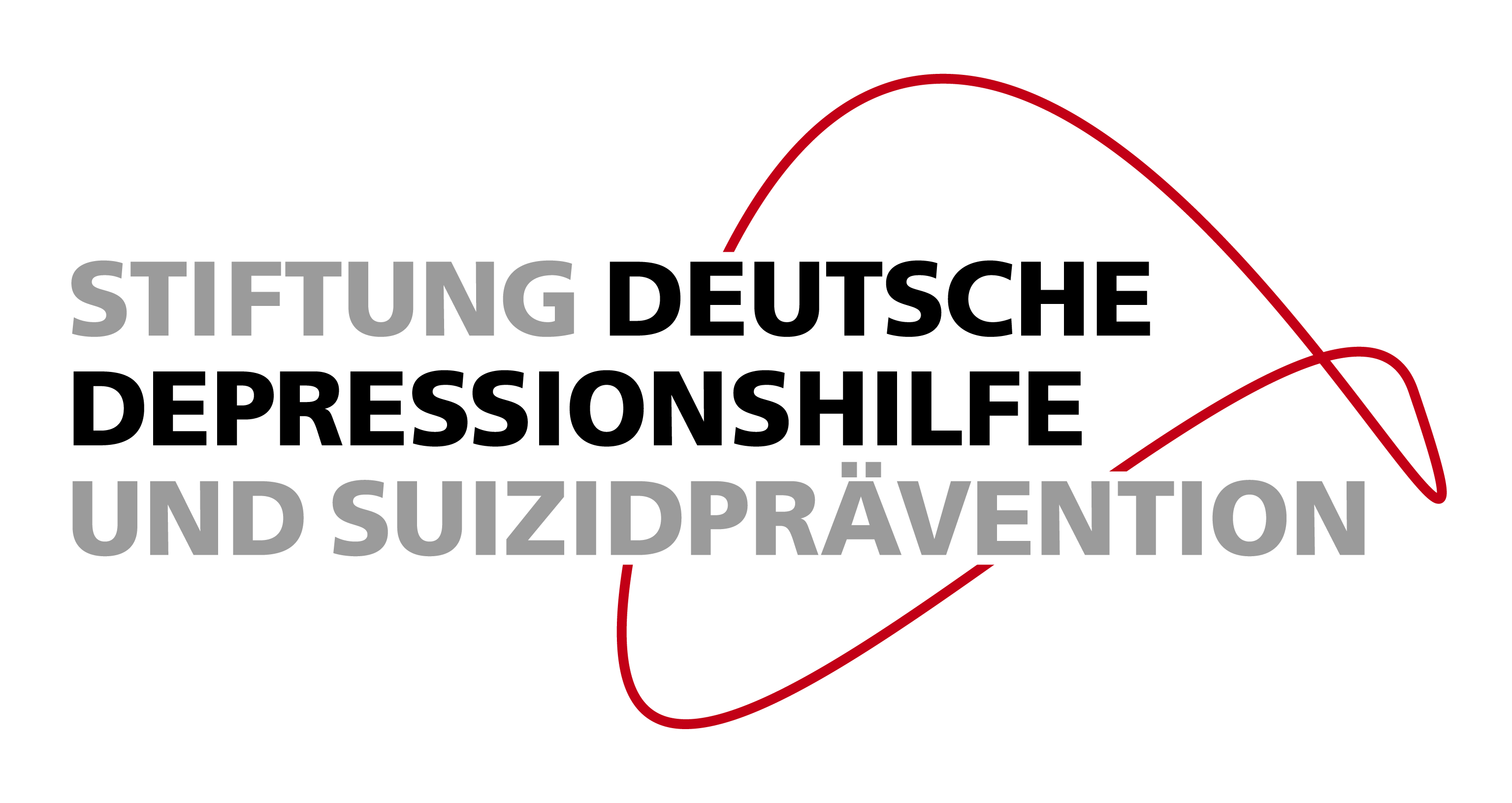 Logo der Stiftung Deutsche Depressionshilfe Logo der Stiftung Deutsche Depressionshilfe und Suizidprävention. Neben der mehrzeiligen Wortmarke befindet sich eine stilisierte, geschwungene Liniengrafik in Form einer elliptischen Schleife. Das Logo dient als Absenderkennzeichnung der Stiftung.