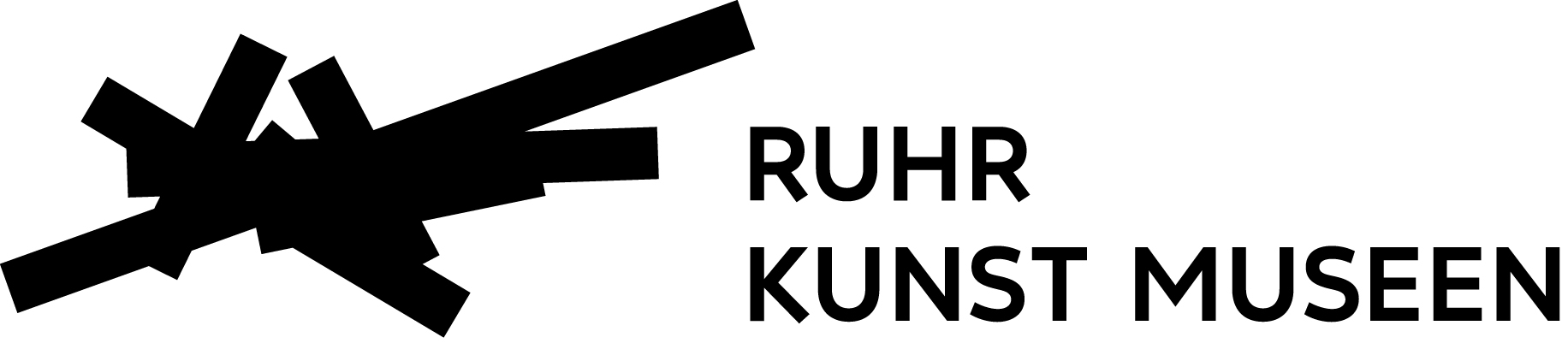 Logo der RuhrKunstMuseen Das Logo der RuhrKunstMuseen zeigt eine abstrakte Form aus schwarzen Balken, die die Verbindung der Städte des Ruhrgebiets untereinander zeigt. Daneben der Schriftzug RUHRKUNSTMUSEEN.