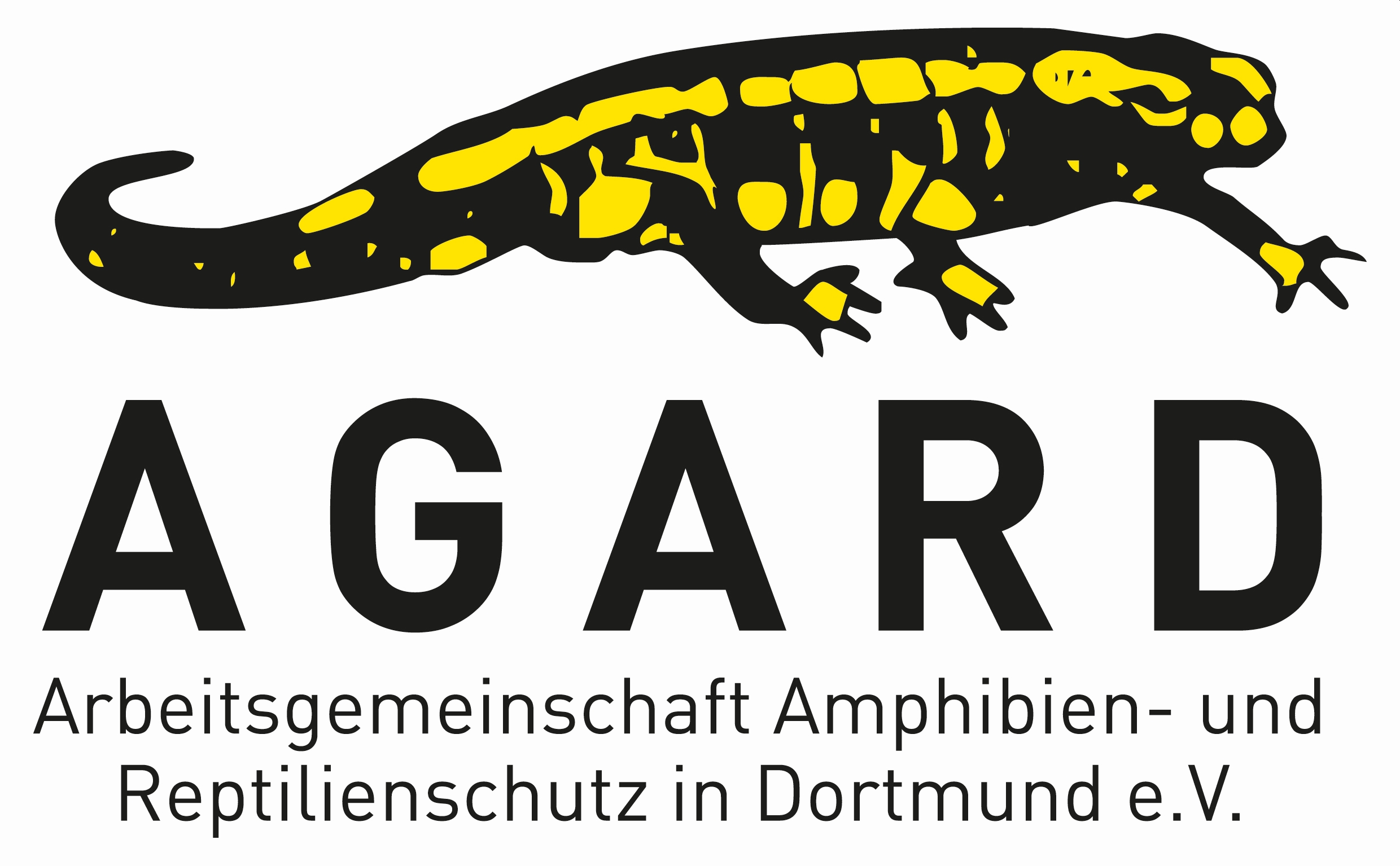 AGARD e.V._2013 Auf dem Logo ist ein Feuersalamander zu sehen. Ein schwarzes Tier mit gelben Punkten und Streifen.