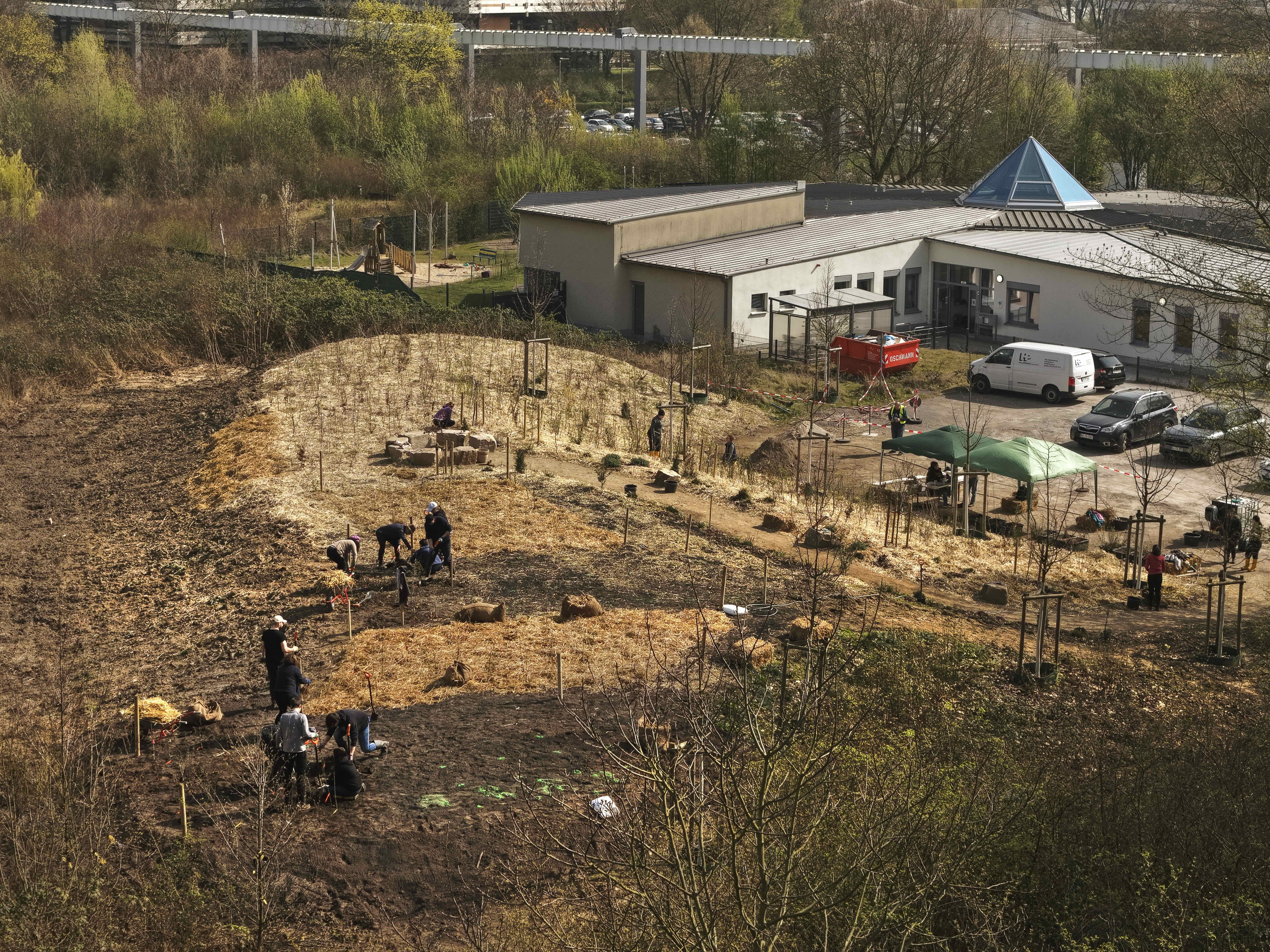 Der Garden(s) of Refuge ist in einer Weitwinkelaufnahme aus der Luft zu sehen.