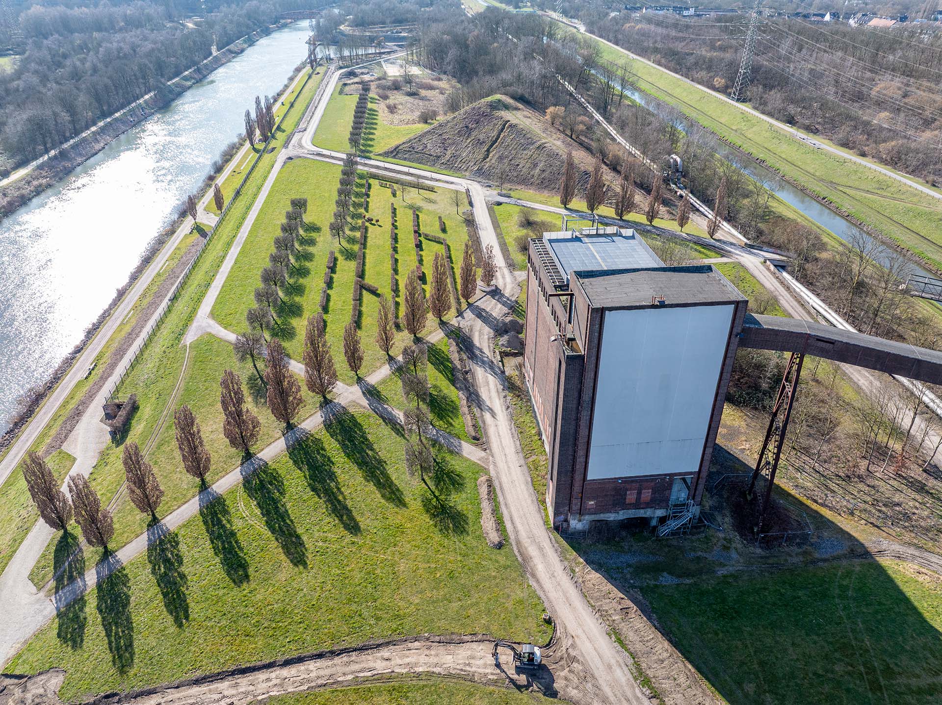 Luftbildaufnahme der Insel zwischen Emscher und Rhein-Herne-Kanal, IGA-2027-Gelände
