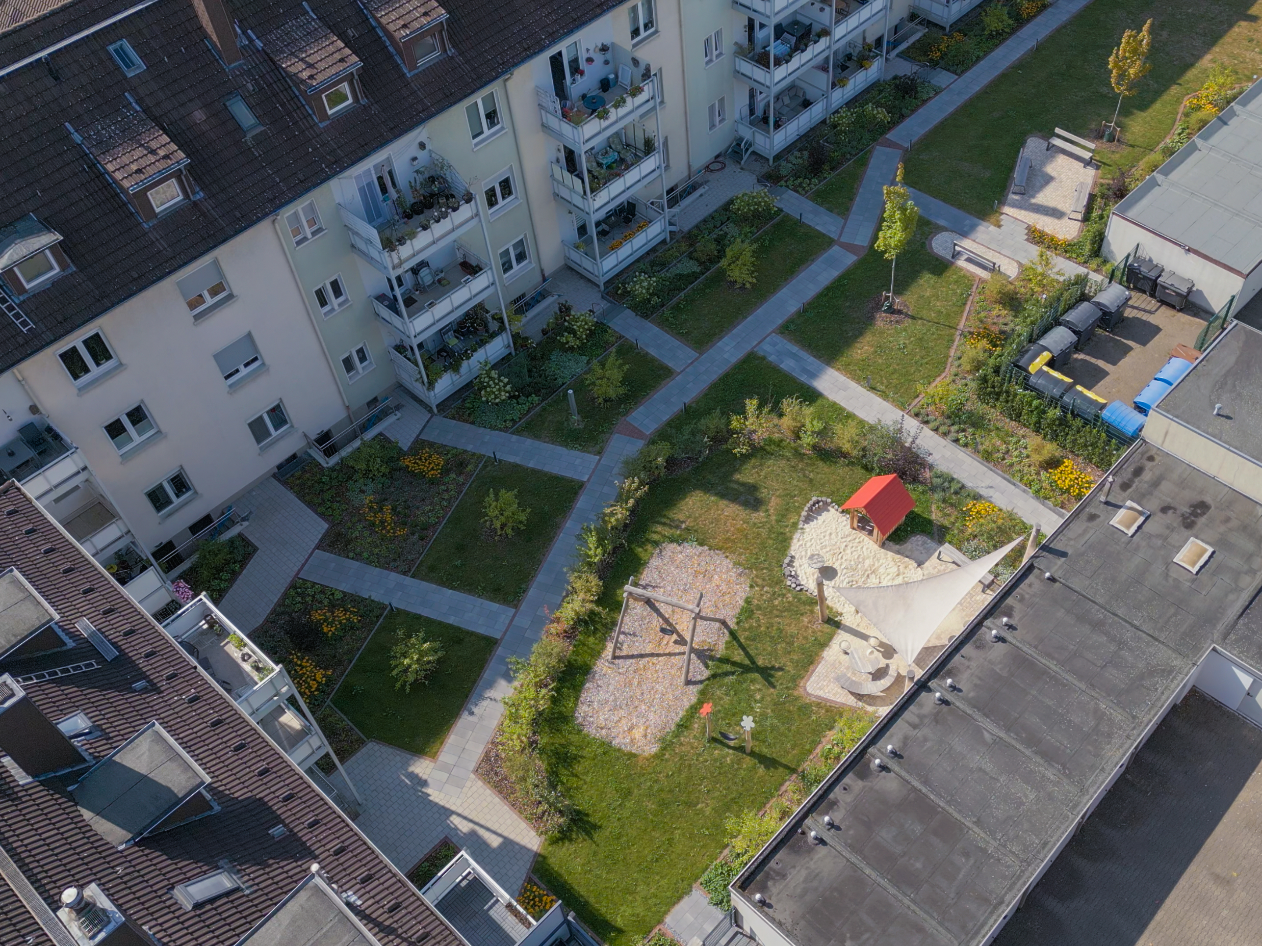 Grünes Quartier an der Flottmannstraße, Herne Wohnanlage mit Grünfläche, Kinderspielplätz, Grünflächen und Wegenetz