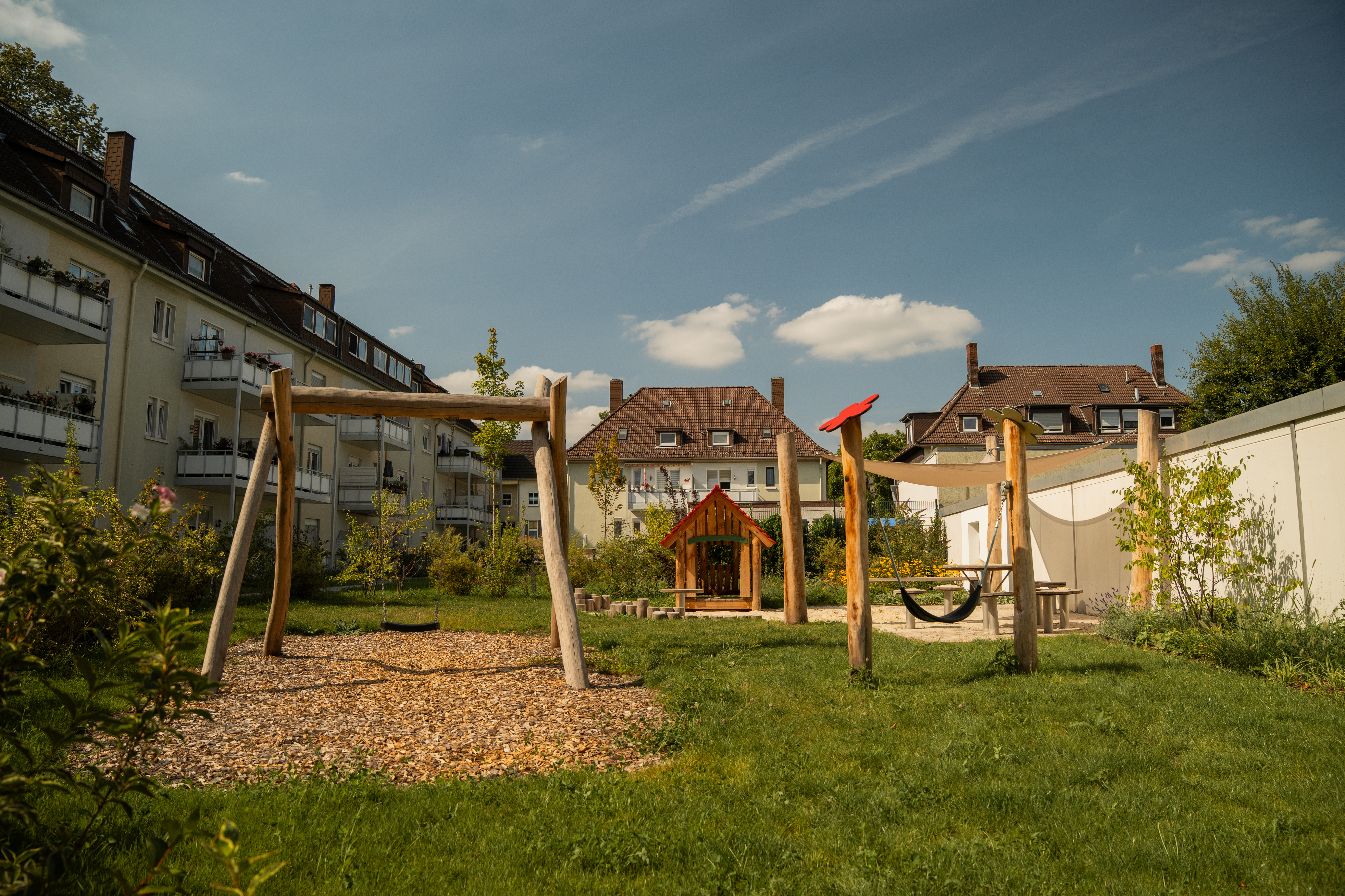 Grünes Quartier an der Flottmannstraße, Herne Wohnanlage mit Grünfläche, Kinderspielplatz, Grünflächen und Wegenetz
