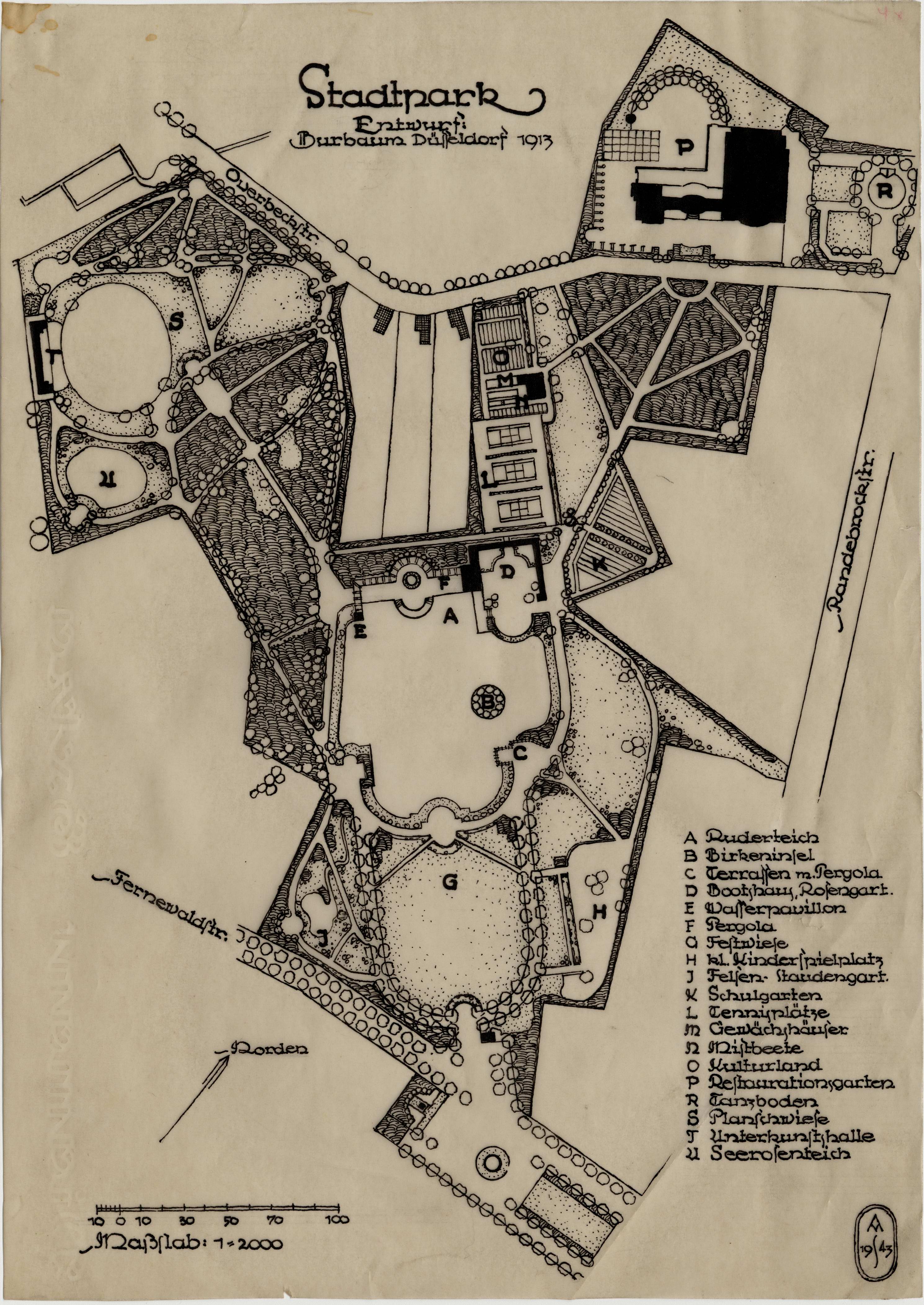 Alter Entwurf Stadtpark, Burbaum 1913 © Stadt Bottrop Alter Entwurf Stadtpark, Burbaum 1913 © Stadt Bottrop