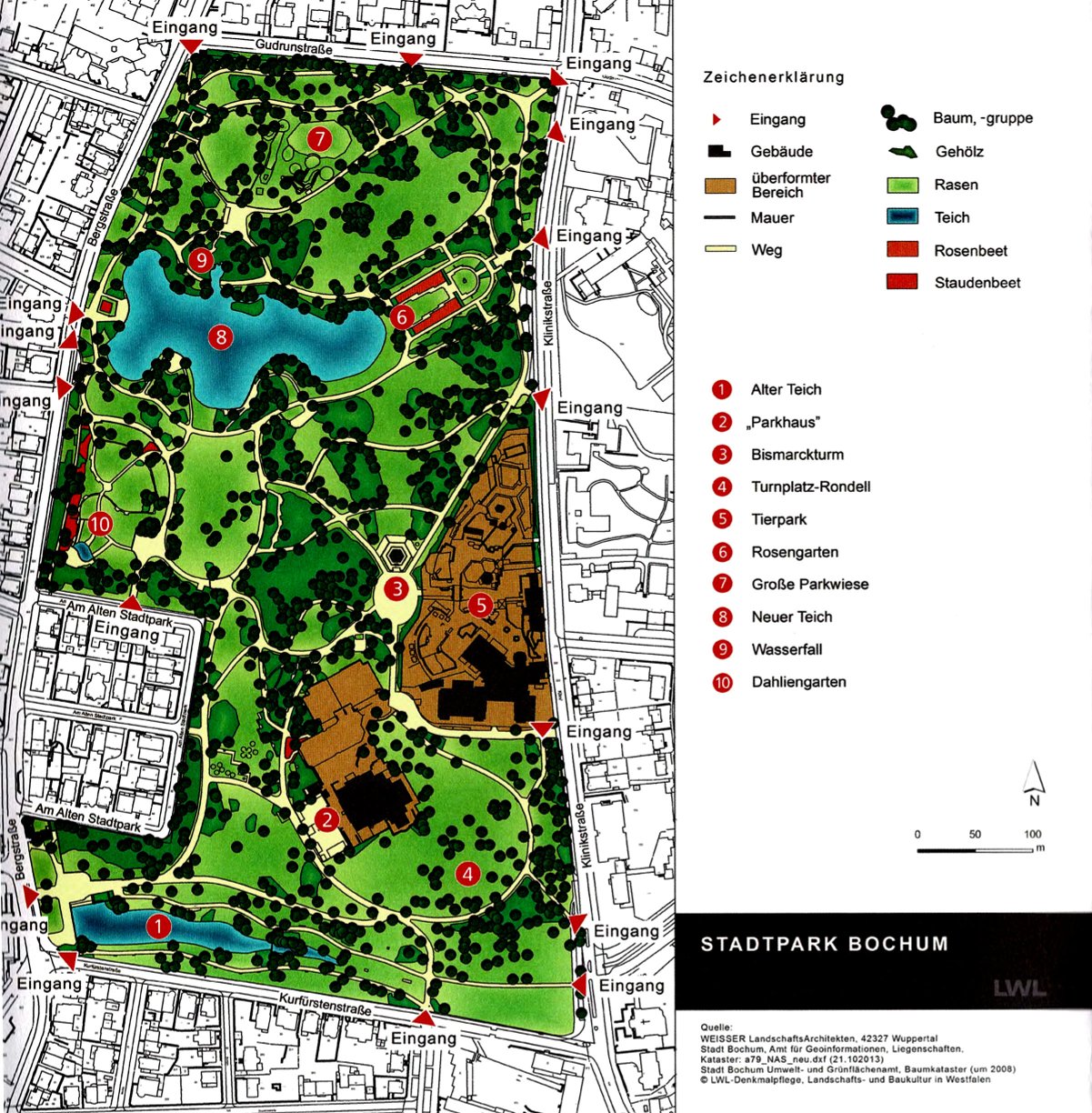 Stadtpark Lageplan © LWL-Denkmalpflege