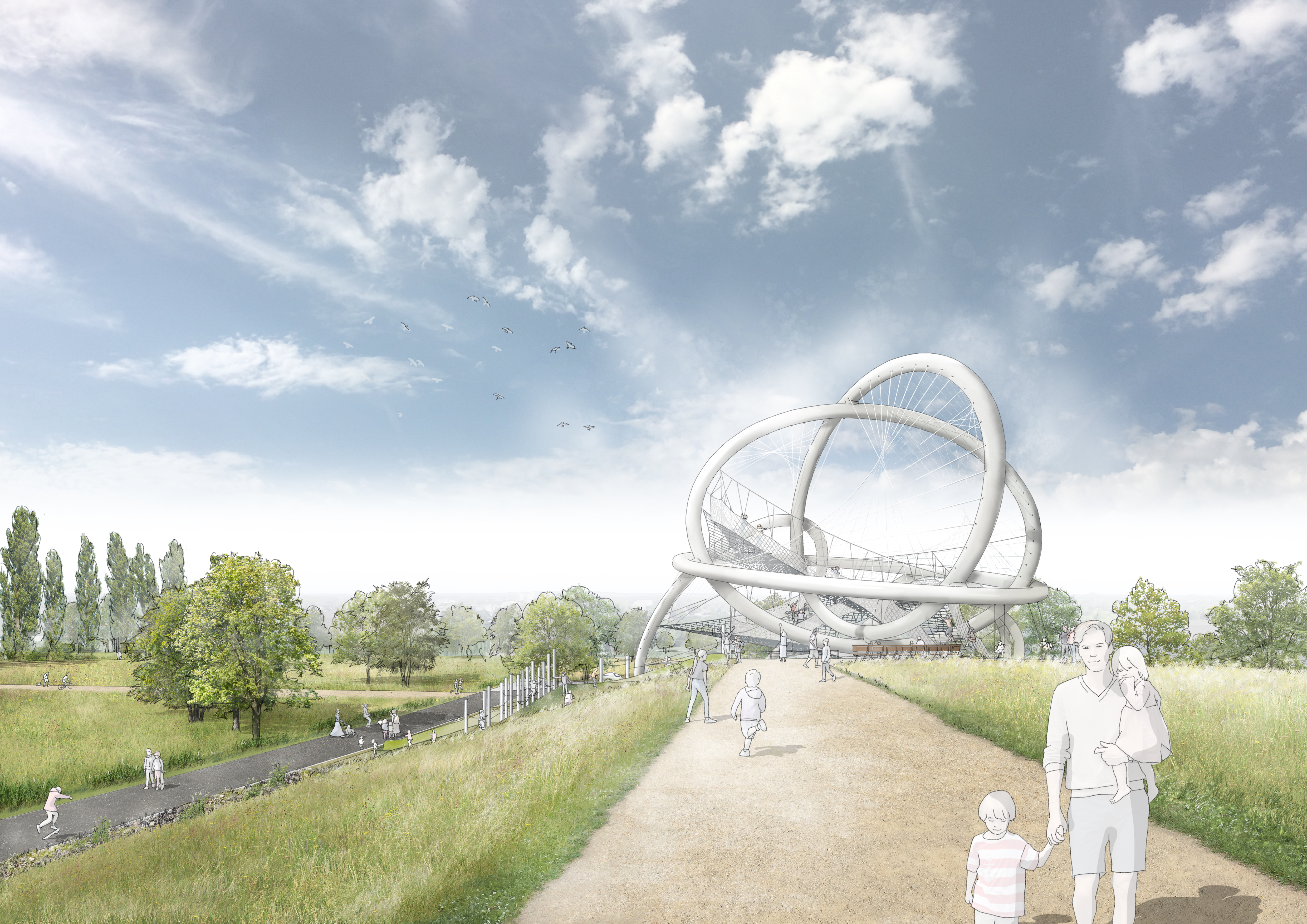 Kokereipark, Rendering mit Wolkenskulptur, Stadt Dortmund