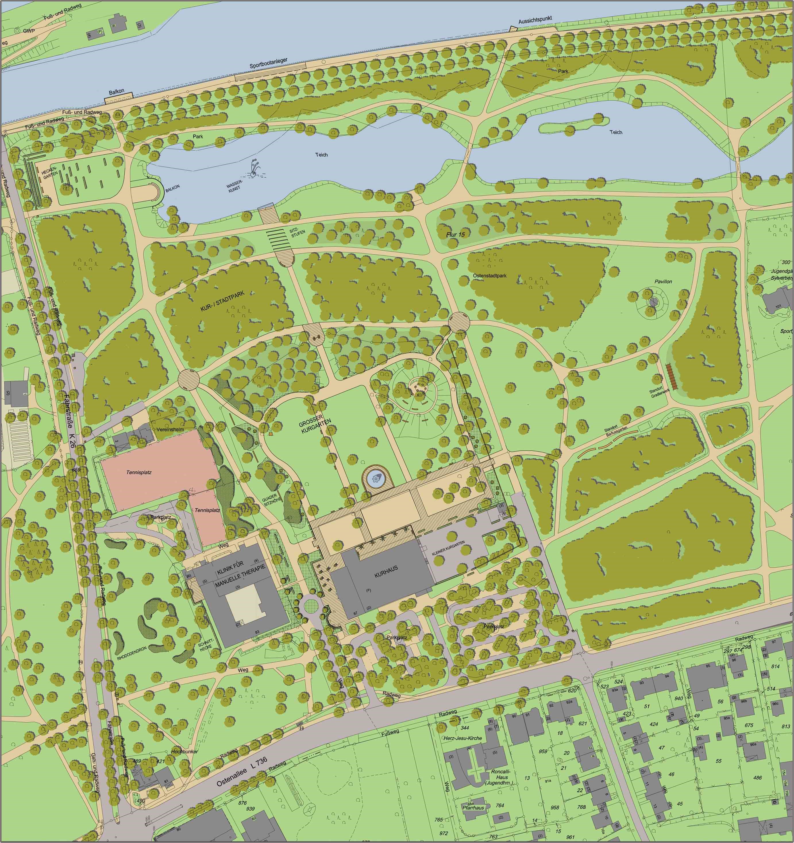 Plan des Kurparks, Stadt Hamm